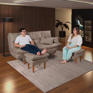 Sofá Cama Andorra com Banqueta Suede 3 Lugares Chocolate 377 Império