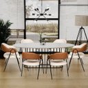 Ver imagem 2 de Cadeira Zaya Metal Preto Design Atemporal Sala de Jantar Moderna - Linho Off White/ Durango Kaki