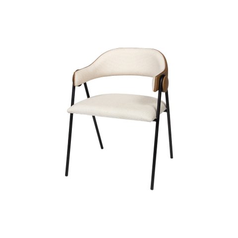 Cadeira Zaya Metal Preto Design Atemporal Sala de Jantar Moderna - Linho Off White/ Durango Kaki