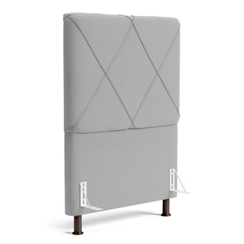 Cabeceira Cama Box Solteiro Mel 90cm com Frame Veludo Cinza Claro - Abmaza