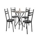 Ver imagem 2 de Conjunto Sala de Jantar Mesa Quadrada 70cm Tampo Granito com 4 Cadeiras Milla Preto/Silver/Ocre