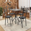 Ver imagem 1 de Conjunto Sala de Jantar Mesa Quadrada 70cm Tampo Granito com 4 Cadeiras Milla Preto/Silver/Ocre