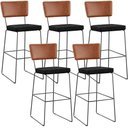 Ver imagem 1 de Kit 05 Banquetas Altas Cozinha Camel Linho Chumbo