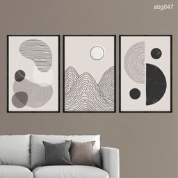 Kit 03 Quadros Decorativos - Composicao Minimalista Moderna Abg047 - Canvas 60x80cm - 1