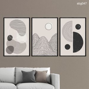 Kit 03 Quadros Decorativos - Composicao Minimalista Moderna Abg047 - Canvas 60x80cm