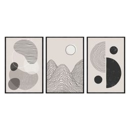 Kit 03 Quadros Decorativos - Composicao Minimalista Moderna Abg047 - Canvas 60x80cm - 2