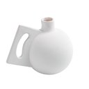 Ver imagem 1 de Vaso Decorativo 15,5 Cm Detalhe Formas Retas em Ceramica Branco