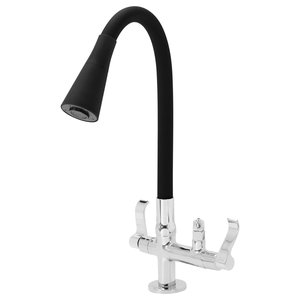 Torneira Flexivel de Mesa Saída Purificador Dois Jatos Preto