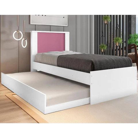 Cama de Solteiro Anne com Cama Auxiliar Framar Branco