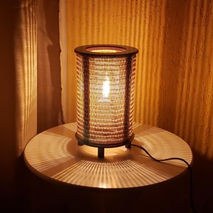 Luminária Abajur De Mesa Cilíndrico Rustico Sala Quarto