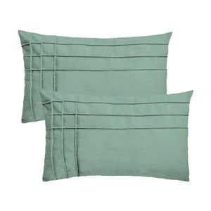 Kit 2 Capas para Almofada Drapeada Line T Retangular em Veludo Várias Cores Cor:verde Menta