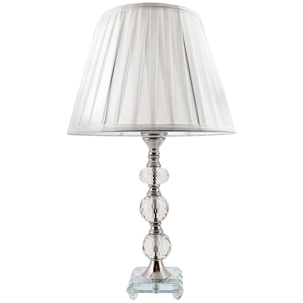 Abajur Cristal Mesa de Cabeceira Sala Quarto Decoração Interruptor Com Cúpula Branca 47cm Ref. - 1