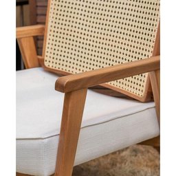 Poltrona Luna Tela Natural e Algodão Cru com Estrutura Jequitibá Natural - 70847 - 5