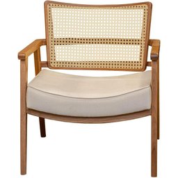 Poltrona Luna Tela Natural e Algodão Cru com Estrutura Jequitibá Natural - 70847 - 1
