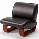 Ver imagem 3 de Poltrona Lusso Estofada Design Moderno Estrutura Madeira Cor Castanho Tecido Corino Preto