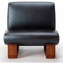 Ver imagem 5 de Poltrona Lusso Estofada Design Moderno Estrutura Madeira Cor Castanho Tecido Corino Preto
