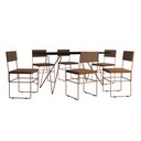 Ver imagem 2 de Mesa Jantar Retangular Industrial Trama 1,50x0,90m Preta com 6 Cadeiras Estofadas Marrom e Cobre Vit
