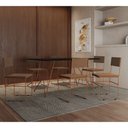 Ver imagem 1 de Mesa Jantar Retangular Industrial Trama 1,50x0,90m Preta com 6 Cadeiras Estofadas Marrom e Cobre Vit
