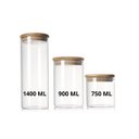 Ver imagem 4 de Kit 03 Potes de Vidro Alta Resistencia com Vedação e Tampa Bambu