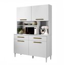 Ver imagem 2 de Armário de Cozinha Ceara 4 Portas 2 Gavetas Branco - Kaiki Móveis