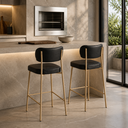 Ver imagem 2 de Kit 2 Banquetas Altas Camila Aço Dourado 98cm Preto Cozinha Industrial