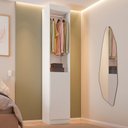 Ver imagem 1 de Guarda-Roupa Solteiro Andorra 1 Porta 5 Prateleiras Branco - Pnr Móveis