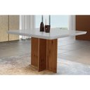 Ver imagem 1 de Mesa de Sala Jantar Berlim + Tampo Madeirado Vidro Curvo 90x90cm Off White/Imbuia Ripado-Vidro Off