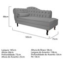 Ver imagem 5 de Diva Recamier Diana 185cm Lado Direito Suede - ADJ Decor - Cinza