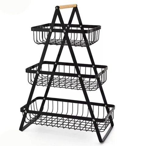 Fruteira Cesto Organizador Triplo Aramado Fruta Legumes Mesa Prateleira Cozinha Escritorio Bancada M
