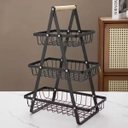 Ver imagem 5 de Fruteira Cesto Organizador Triplo Aramado Fruta Legumes Mesa Prateleira Cozinha Escritorio Bancada M