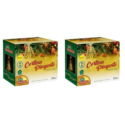 Kit 2 Cortina Pingente Arvore Branco Quente 108 Leds 4m Bivolt