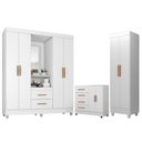 Ver imagem 1 de Guarda Roupa Casal Capela Com cômoda 4 Gavetas 2 Porta E armário Multiuso Lite Branco Brilho - Móvei