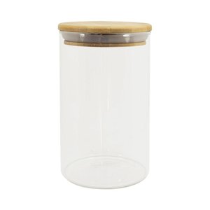 Pote de Vidro com Tampa de Bambu Oikos 1,1l Hermético Redondo