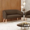 Ver imagem 2 de Namoradeira 02 Lugares Stella Suede Marrom Pés Palito Natural - D’Rossi