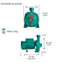 Ver imagem 3 de Bomba Monoestágio B-10 1/2 Cv Monofásico Motor Thebe IP44 127/220V Verde Ebara