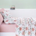 Ver imagem 2 de Jogo Cama Lençol Maris Casal Padrão Percalle 200 Fios Estampado 4 Peças Hortênsia Salmão