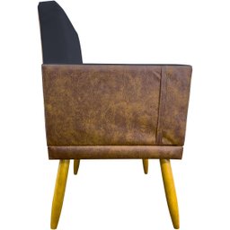 Kit 2 Poltronas Decorativas Lis Corino e Suede Cores Pé Palito 30cm - 4