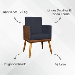 Kit 2 Poltronas Decorativas Lis Corino e Suede Cores Pé Palito 30cm - 6