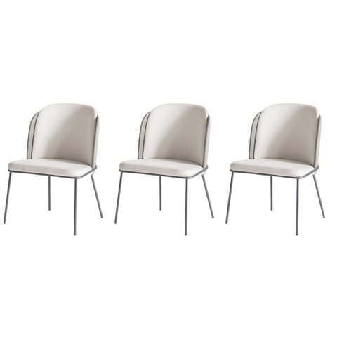 Kit 3 Cadeiras Tay para Sala de Jantar ou Área Gourmet-tecido Costas Linho 60-frente Linho 22 Gat Ma