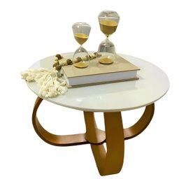 Mesa Mesinha de Centro Sala Redonda com Vidro 60 Centímetros:branco/35 Centímetros - 1