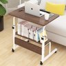 MESA PARA NOTEBOOK ALTURA AJUSTAVEL HOME OFFICE CAMA RODINHAS E 2 PRATELEIRAS MULTIUSO MARROM - 2