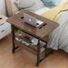 MESA PARA NOTEBOOK ALTURA AJUSTAVEL HOME OFFICE CAMA RODINHAS E 2 PRATELEIRAS MULTIUSO MARROM - 1
