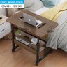 MESA PARA NOTEBOOK ALTURA AJUSTAVEL HOME OFFICE CAMA RODINHAS E 2 PRATELEIRAS MULTIUSO MARROM - 7