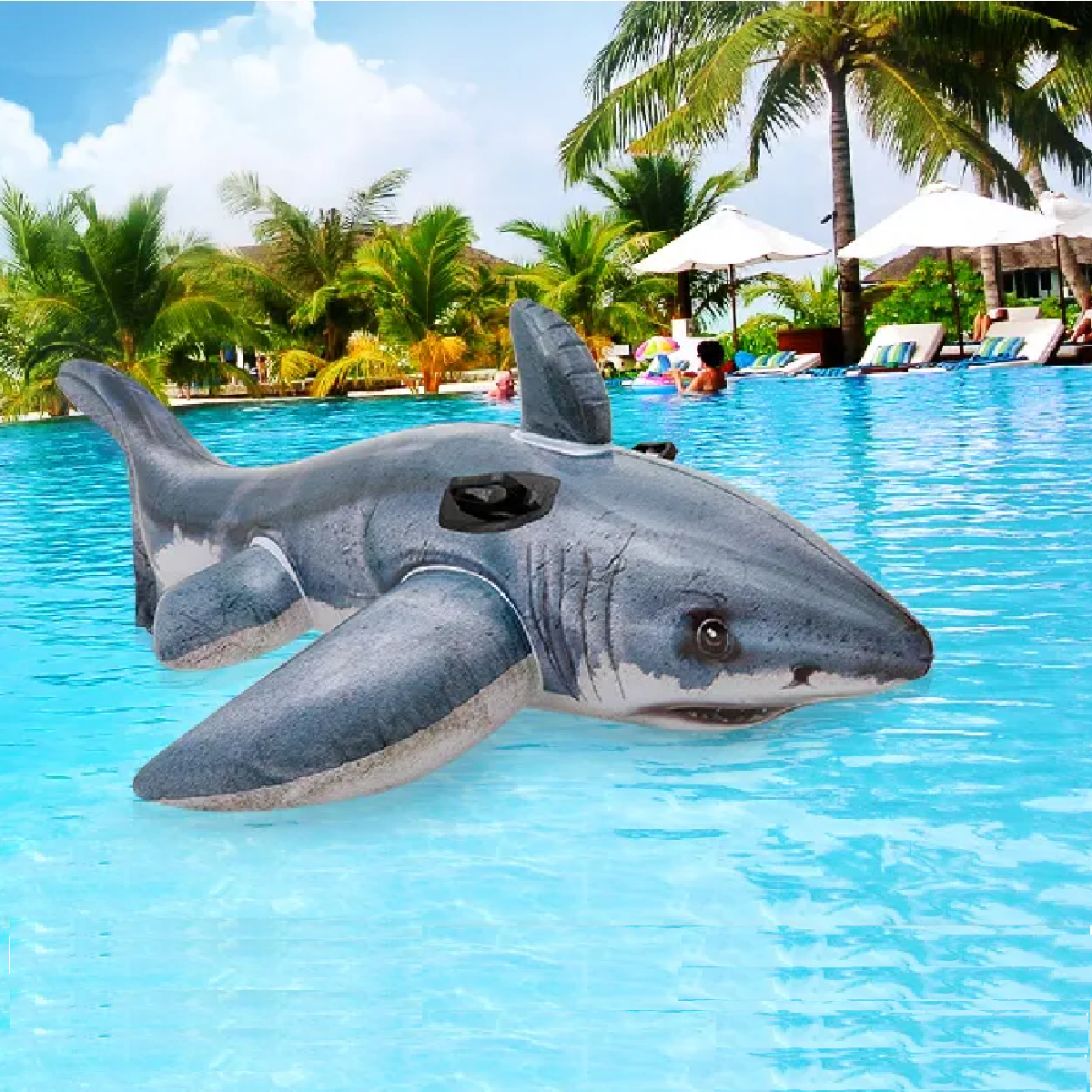 Bóia Inflável Tubarão Realistic Intex para Piscina 173x107cm Cor:cinza - 7