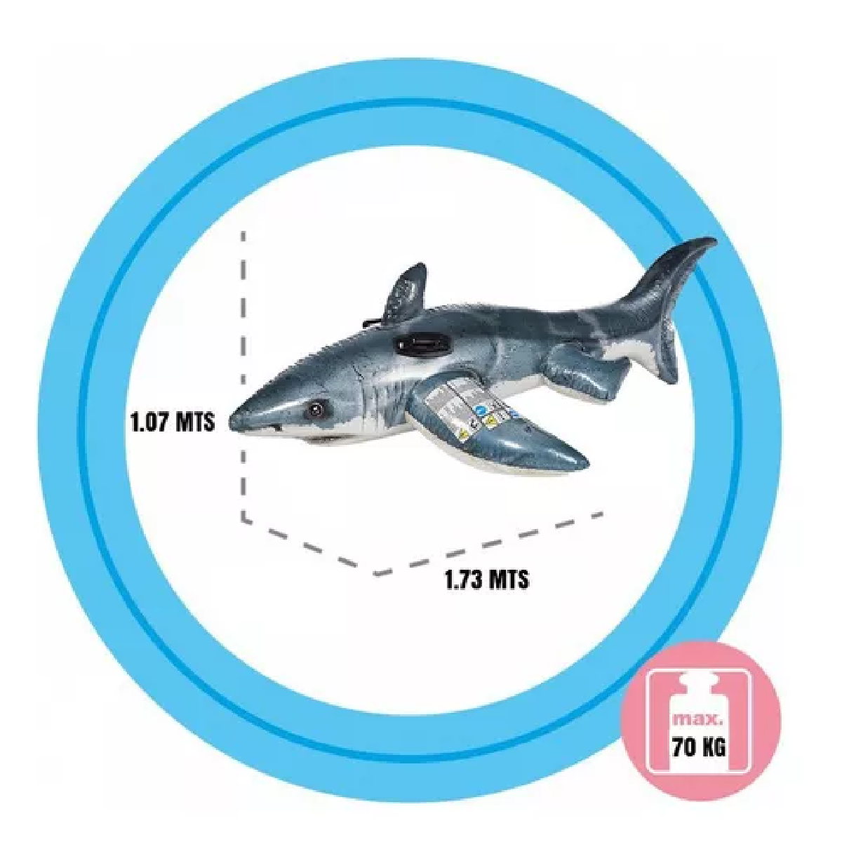 Bóia Inflável Tubarão Realistic Intex para Piscina 173x107cm Cor:cinza - 2