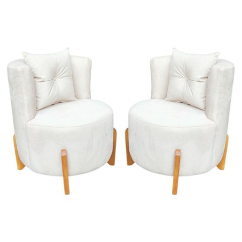 Kit 2 Poltronas Orgânica Curva Luna Boucle Branco - Montanaris Decor