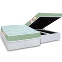 Ver imagem 1 de Cama Box Baú King: Colchão Espuma Castor D33 Sleep Max Duplo + Base CRC Courano White(193x203)