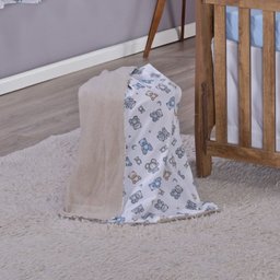Enxoval de Bebe Kit de Berço Americano Cortina Algodão Menino Menina 7 Peças:urso Azul - 3
