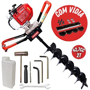 Perfurador De Solo 2 Tempos Kawashima ED43 43cc Com Broca de 80x15cm Para Fixação de Mourões