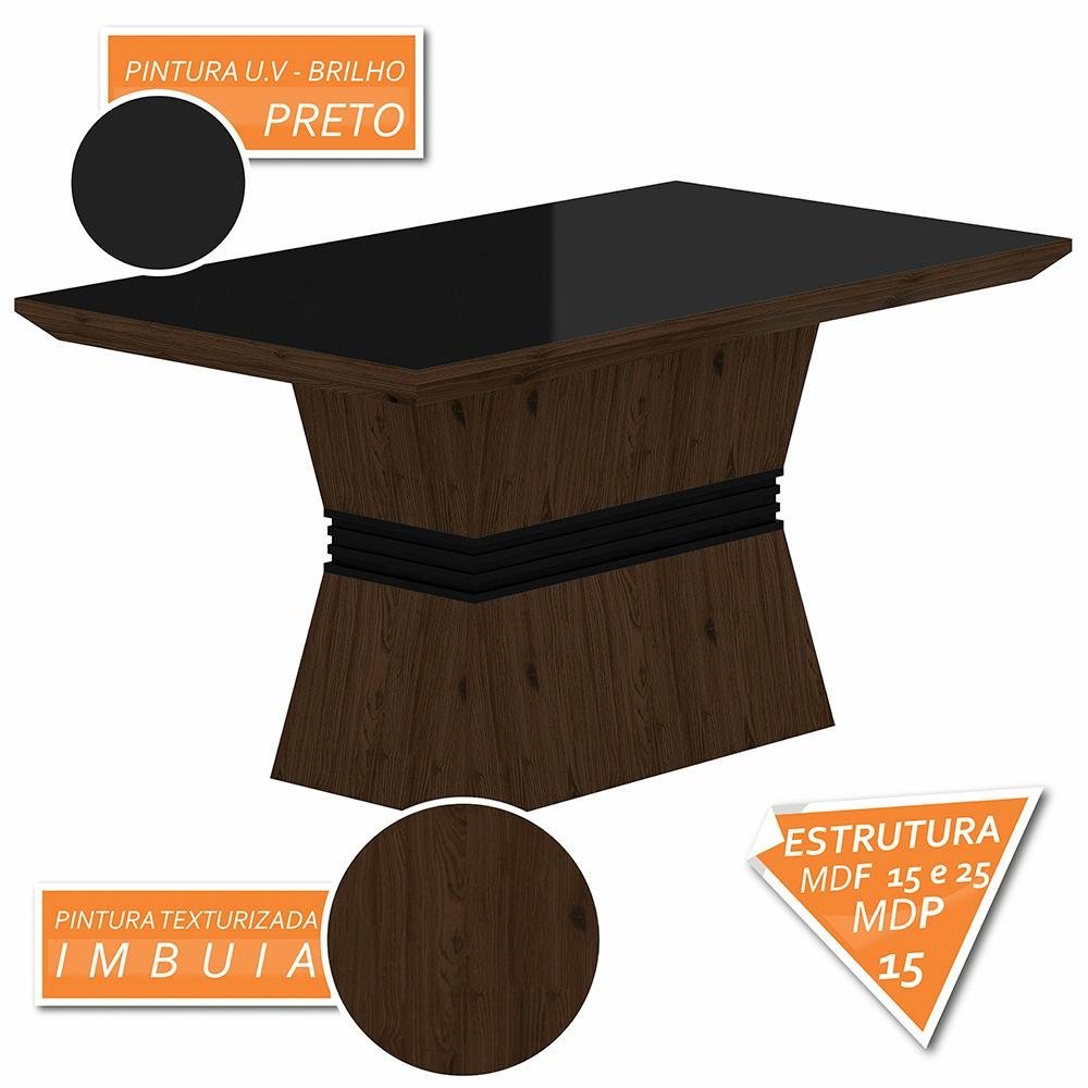 Mesa de Jantar 6 Cadeiras Gênova Imbuia/preto/preto - Móveis Arapongas Imbuia/preto/preto 06 - 2